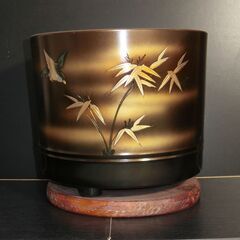 ●高岡銅器 手あぶり火鉢 銅製 竹 燕 工芸品 TAKAOKA ...