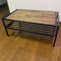 ローテーブル 木製 アイアン風 幅90cm