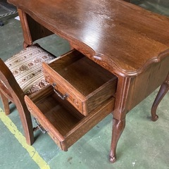 高級三越家具 【ブルージュ】の片袖デスクと椅子　セットで ○ 西洋家具、ルーマニア、片袖机と椅子、デスク、三越ブルージュ