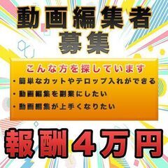 【報酬4万円！】初心者大歓迎！YouTube動画編集依頼！カット...