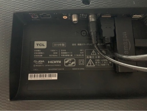 TCL 43v型 4K対応 2019年製 液晶テレビ