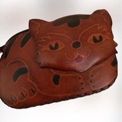 猫 ネコ ★ 革素材 ★ ポーチ 財布 小物入れ 新品 − 熊本県