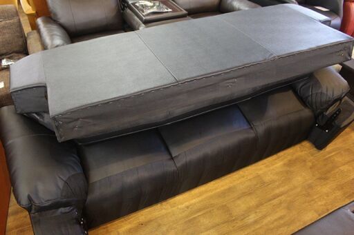Y)北大前! 札幌 引取 3人掛け レザーソファ ブラック 3Pソファ 合皮  