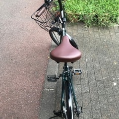 20インチ マルイシ 外装6段変速 かご付き折り畳み自転車 マットグリーン