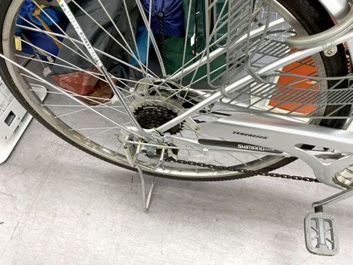 その他 27インチ ノーパンク 自転車 6段変速 カゴ 荷台付き LEDライト 