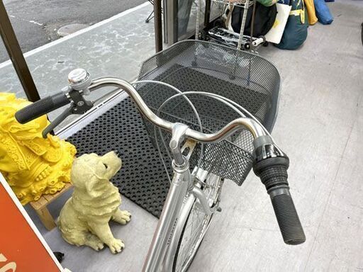 27インチ ノーパンク 自転車 6段変速 カゴ 荷台付き LEDライト