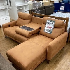 KH-109【新入荷　アウトレット】片側電動　カウチソファ　キャメル色