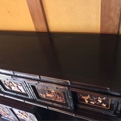 中澤唐木　好斎之作　紫檀無垢　拓植　象牙風　花鳥図　茶箪笥　茶棚　煎茶道具　和家具　和モダン　伝統工芸