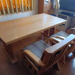【ダイニング4点セット】テーブル+椅子2脚（回転式）+ベンチ（ご...