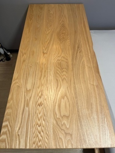 美品　タモ天然木無垢材デスク テーブル 幅125cm