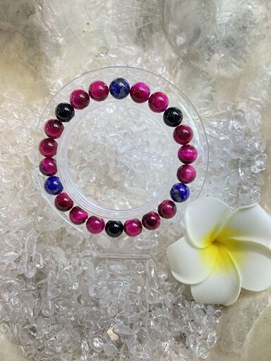 ピンクタイガーアイ・ブラックオニキス・ラピスラズリ 8mm