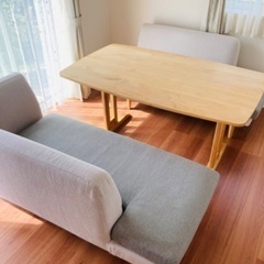【10月上旬出品削除します】モモナチュラル　ダイニングソファ＋ダイニングテーブル　セット