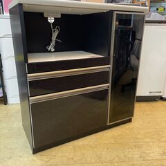 古賀家具 キッチンカウンター 横幅90cm ホワイト 白 ブラック 黒 鏡面 
