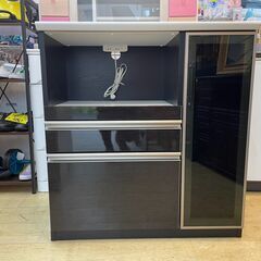 古賀家具 キッチンカウンター 横幅90cm ホワイト 白 ブラック 黒 鏡面 