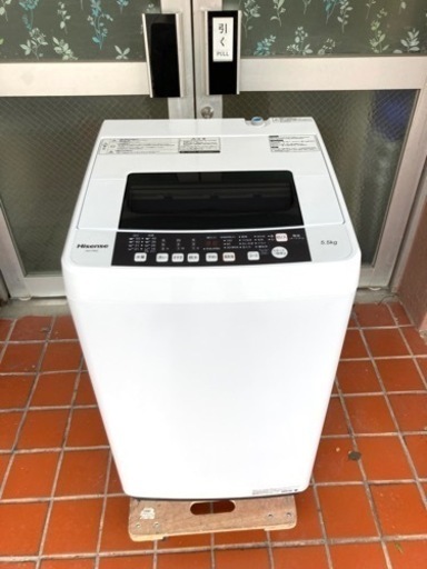 ハイセンス 全自動 洗濯機 5.5kg HW-T55C 本体幅50cm 最短10分洗濯 ふたり暮らし ホワイト/ホワイト　2019年製　1312