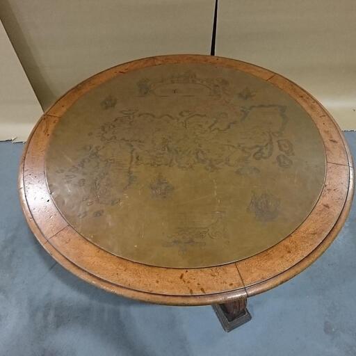 猫脚丸テーブル アンティーク レトロ 銅板 古い日本地図 旧国名