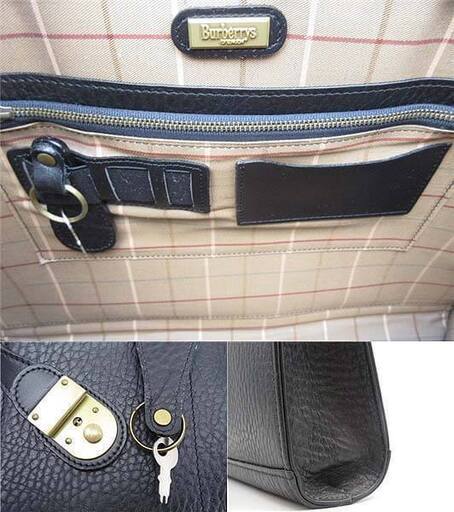 ss4064 バーバリー ビジネスバッグ レザー ブラック 薄型 鍵付き