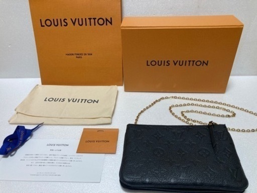 ルイヴィトン LOUIS VUITTON ポシェット・ドゥーブル ジップ チェーン・ポシェット ノワール モノグラム・アンプラントレザー ブラック 黒 M68568 新品同様 正規品