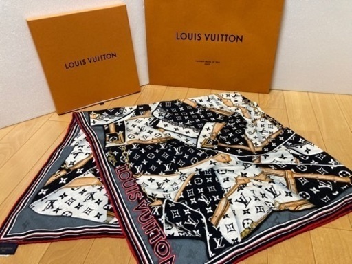 ルイヴィトン LOUIS VUITTON リバーシブル　シルク・カシミア　ショール・マフラー・ストール　新品同様　品番　M76932 正規品