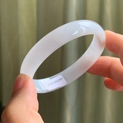 本翡翠バングル　ミャンマー産　純白　完美品