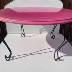 ピンクの折り畳みローテーブル
