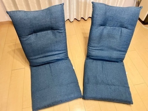 【座椅子2個セット】アイリスプラザ 座椅子 デニムブルー 幅約46×奥行約58×高さ約68cm リクライニング YC-601