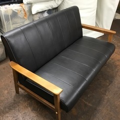 ◼️【中古品】2人掛けソファ 皮風 大人シック！