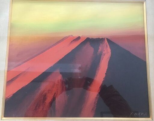 絵画 油絵 赤富士 Y.NAKA サイン有り 絵画 油絵 赤富士 Y.NAKA サイン有り