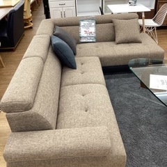 KH-112【新入荷　アウトレット】フォーカス　カウチソファ2点セット　ブラウン