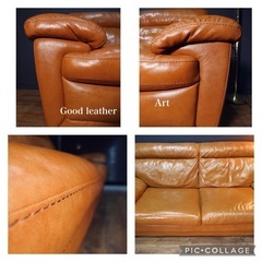 ☑️メル売約済　送込〜イタリアナツッジ一流本革張り20万超ワイド3人掛けソファー使用歴1年