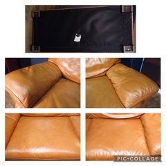 ☑️メル売約済　送込〜イタリアナツッジ一流本革張り20万超ワイド3人掛けソファー使用歴1年