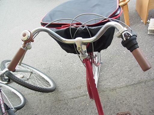 26インチ 自転車 Tannus 前後カバー付カゴ 6段切替 赤 ママチャリ 通勤