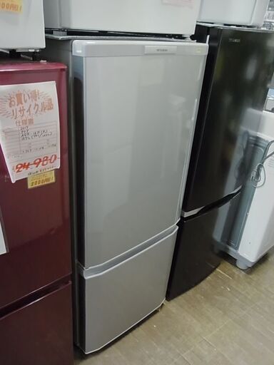 三菱　ノンフロン冷凍冷蔵庫　MR-P15T-S　2ドア冷蔵庫　2011年製　シルバー