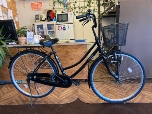クロスバイク PHERKAD 太タイヤ 26インチ 6段変速 黒 配送無料