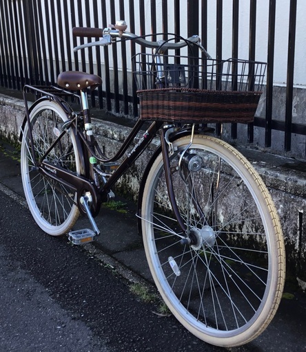 ＜整備・良品＞シティサイクル・26インチ自転車 LEDライト・ブラウン・変速なし・不要自転車無料引取り有 整備・良品＞シティサイクル・26インチ自転車 LEDライト・ブラウン