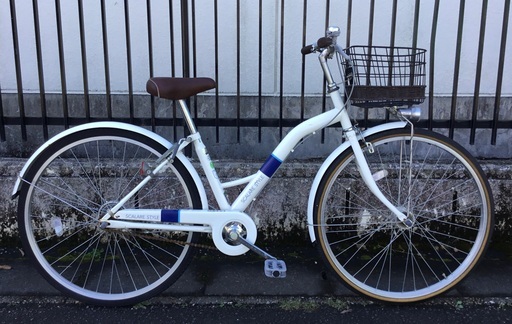 ＜整備・良品＞シティサイクル・26インチ自転車・ LEDライト・ホワイト・変速なし・不要自転車無料引取り有