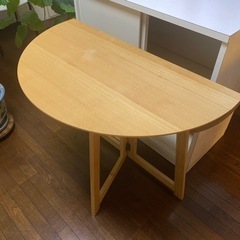 折り畳み 円形 天然木 テーブル - 家具