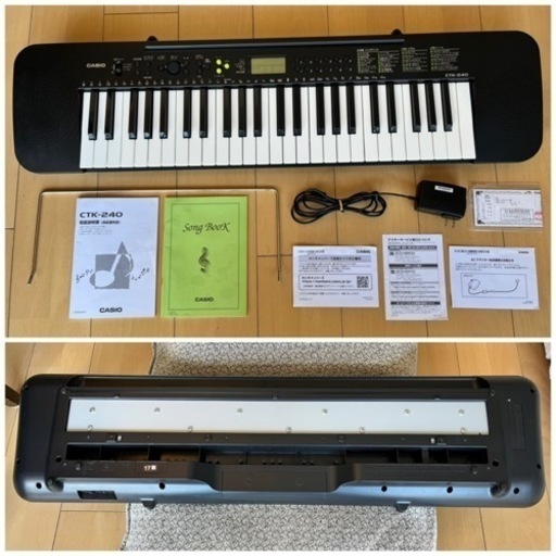 超美品カシオ CASIO CTK-240 電子ピアノ　キーボード ACアダプター、説明書、楽譜立て付き