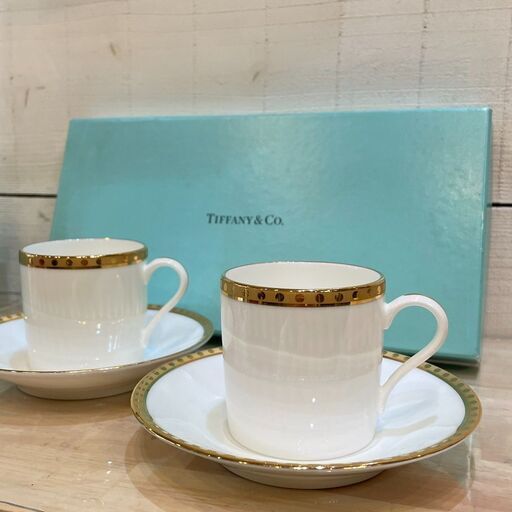 美品 ティファニー カップ＆ソーサ― 2客セット  Tiffany \u0026 Co.店舗出品中★
