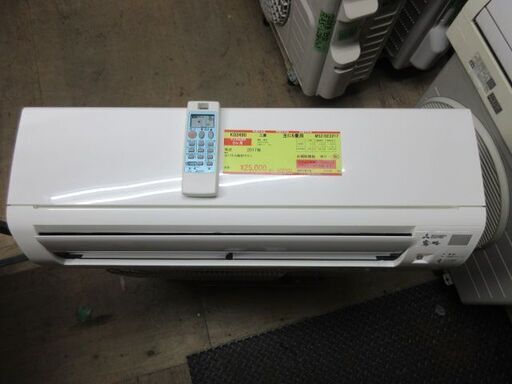 K03490　三菱　 中古エアコン　主に6畳用　冷房能力　2.2KW ／ 暖房能力　2.5KW