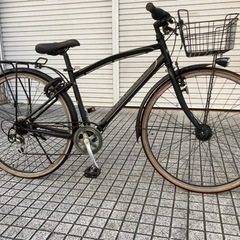 クロスバイク】27インチ LEDオートライト、6段変速、前カゴ付 美品❗️
