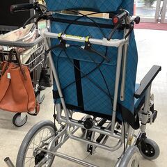 【未使用品】KAWAMURA 介助用車いす ブルー チェック柄【ユーズドユーズ名古屋天白店】J2068 未使用品】KAWAMURA 介助用車いす ブルー チェック柄【ユーズドユーズ