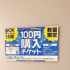 ティッシュBOX15箱　100円チケット