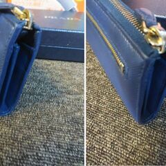 プラダ専門店購入した長財布 ブルー 全体に程度良いです。四隅の擦り切れ