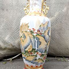 大花瓶/飾り壺/陶器 中国風 全長82cm インテリアにいかがで...