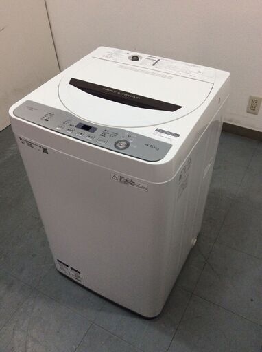 （5/22受渡済）JT5155【SHARP/シャープ 4.5㎏洗濯機】美品 2019年製 ES-GE4C 家電 洗濯 簡易乾燥付