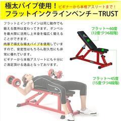 ダンベル可変式　ラバータイプ付フラットインクラインベンチ　TRUST 60キロセット