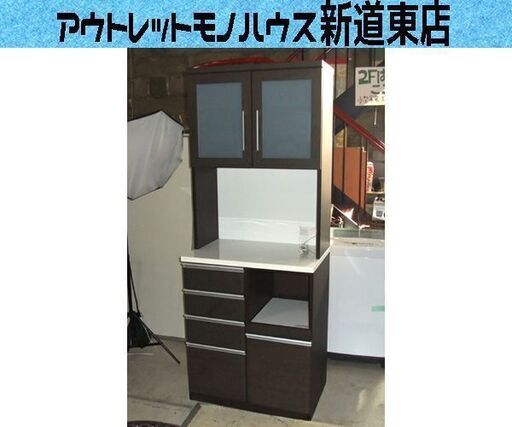 使用感少 ニトリ キッチンボード KRISNA 80KB-DBR 80cm幅 キッチン収納 食器棚 札幌市東区 新道東店