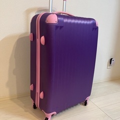 3回使用　パープル＆ピンク　スーツケース　大型サイズ