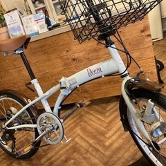 タイヤ・チューブ新品！】6段変速 20インチ折りたたみ自転車 ホワイト